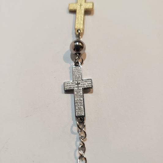 Stainless steel 2 tone cross bracelet