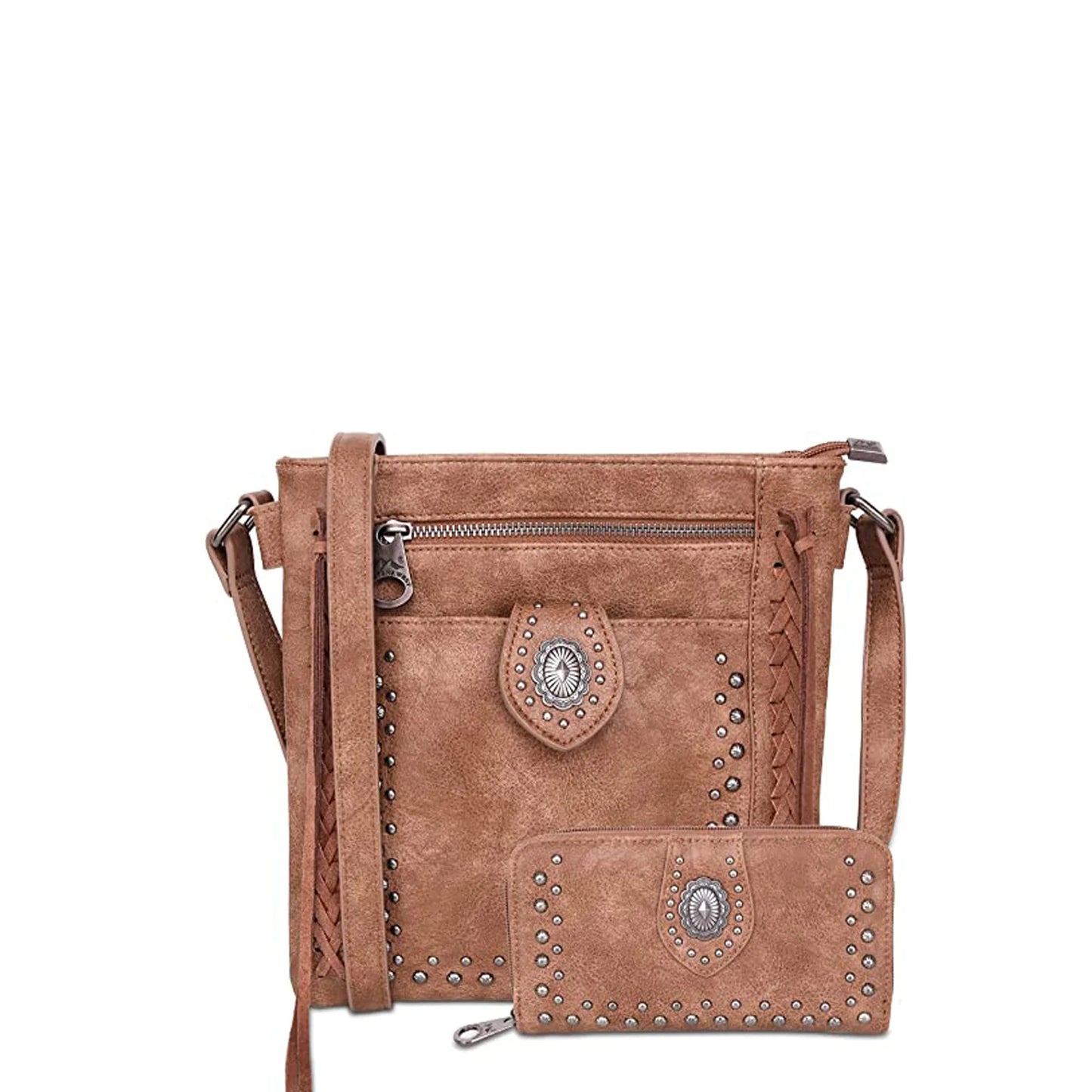 Montana West Concho Collection Concealed Carry Crossbody Bag Wallet Set